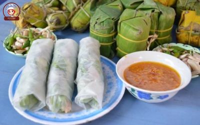"Nem chua cuốn cùng rau sống tươi ngon, món ăn vặt hấp dẫn"